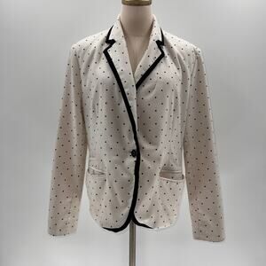 Merona Plus Size White/Black Polka Dotted Lined Blazer- 16
